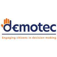 DEMOTEC logo in blue and orange text